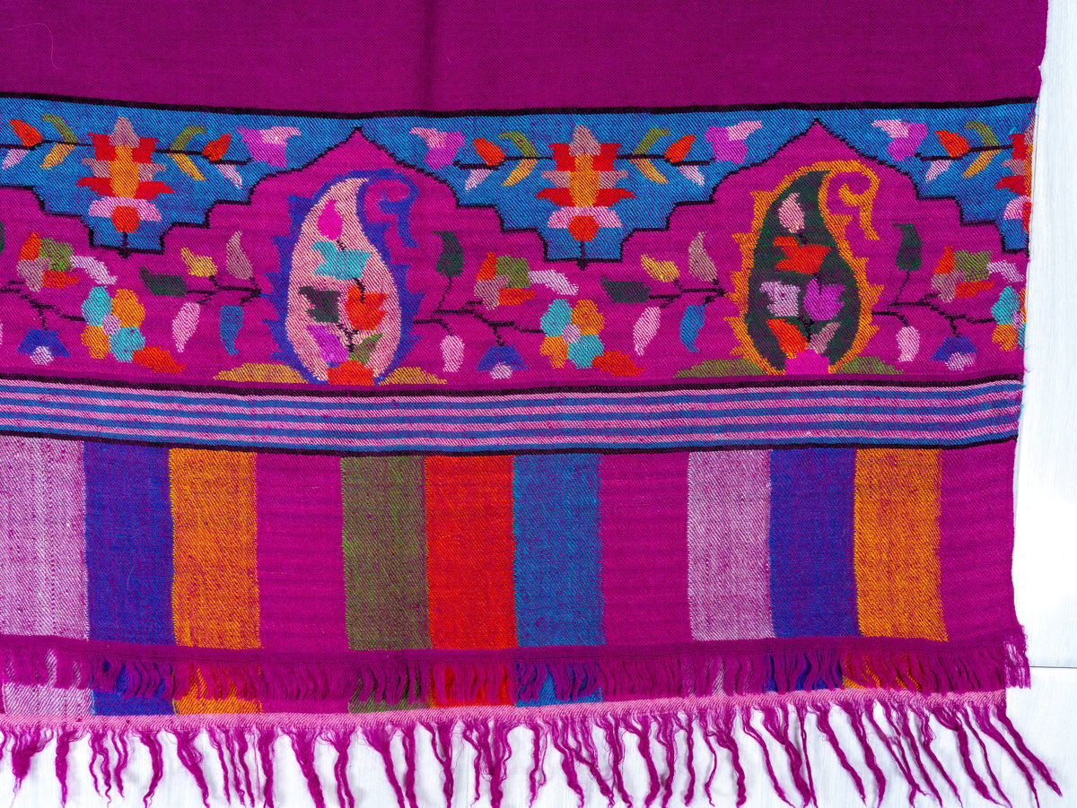 Jewel Magenta Pure Pashmina Hand Woven Kani Shawl