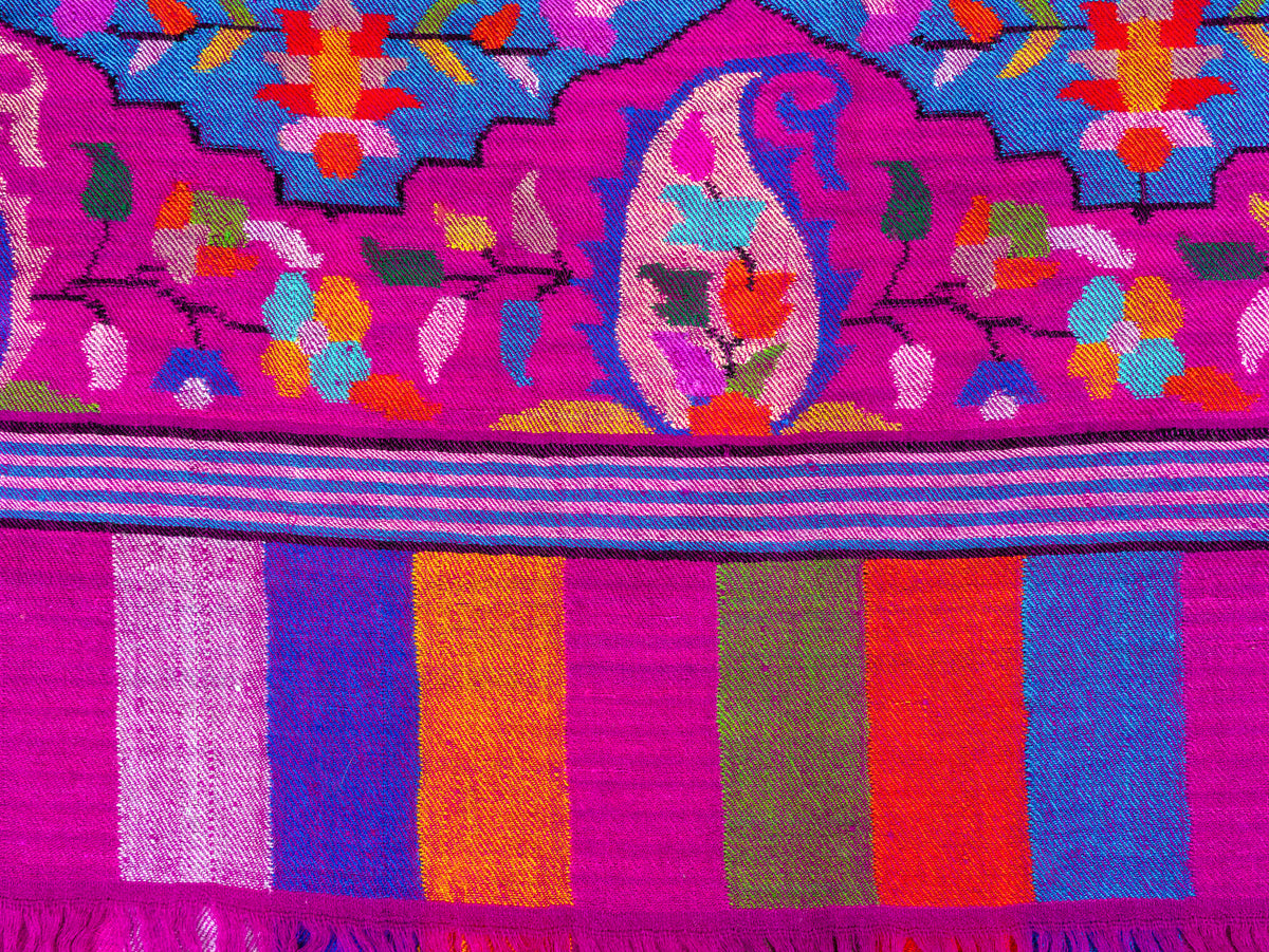 Jewel Magenta Pure Pashmina Hand Woven Kani Shawl