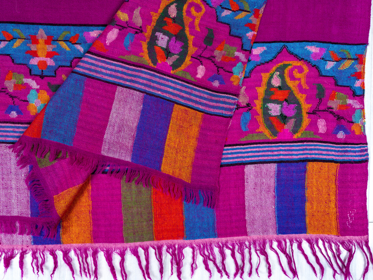 Jewel Magenta Pure Pashmina Hand Woven Kani Shawl