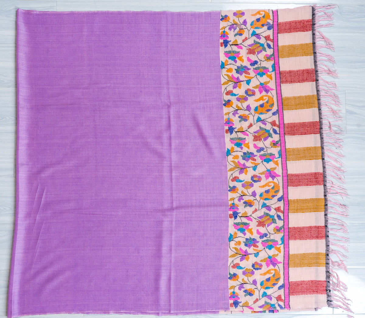 Lilac Meadow Hand Woven Kani Pure Pashmina Shawl