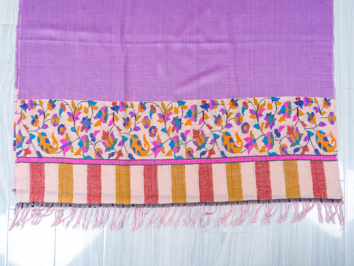 Lilac Meadow Hand Woven Kani Pure Pashmina Shawl