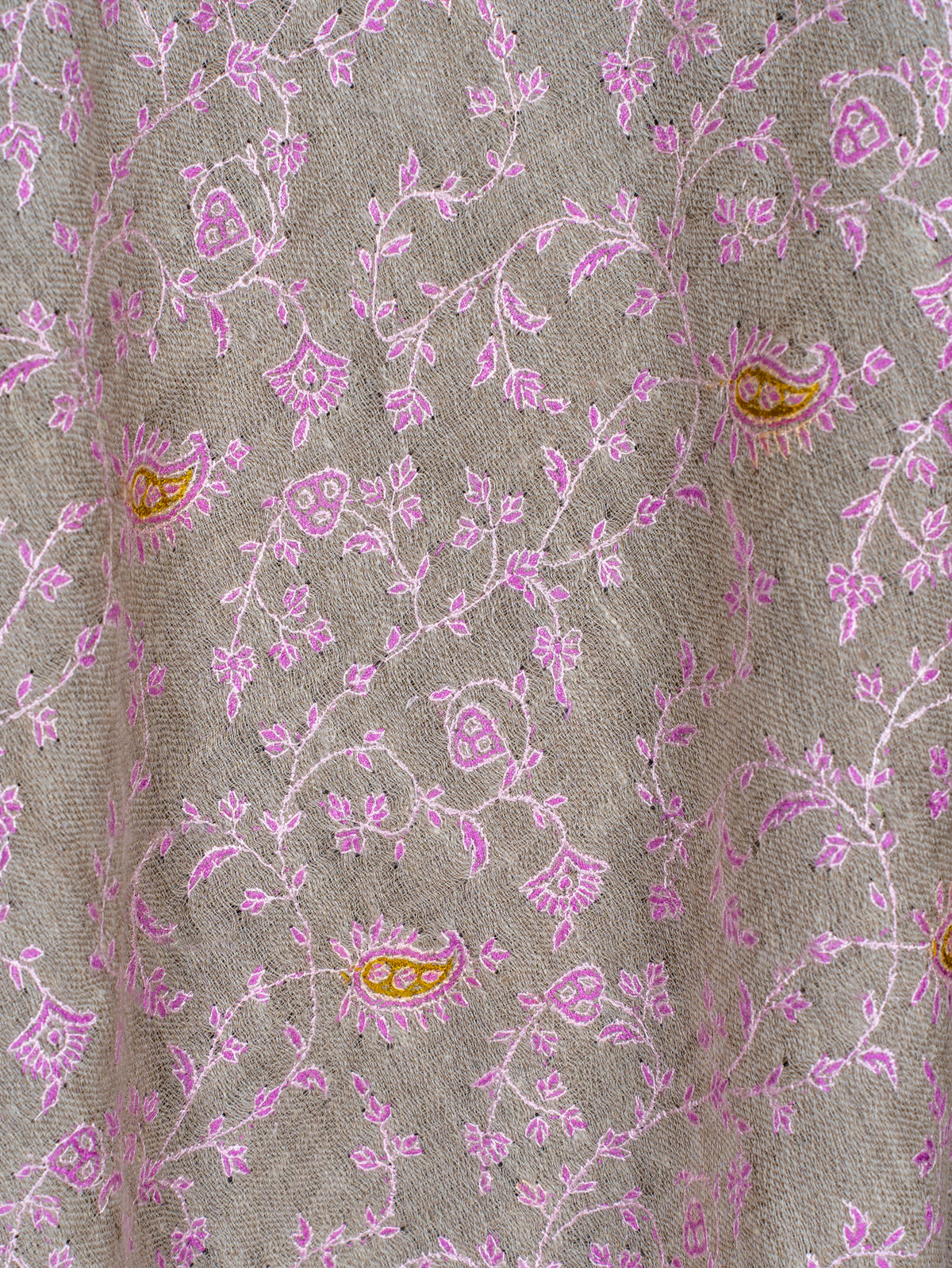 Blush Vine Pure Pashmina Hand Embroidered Sozni Shawl