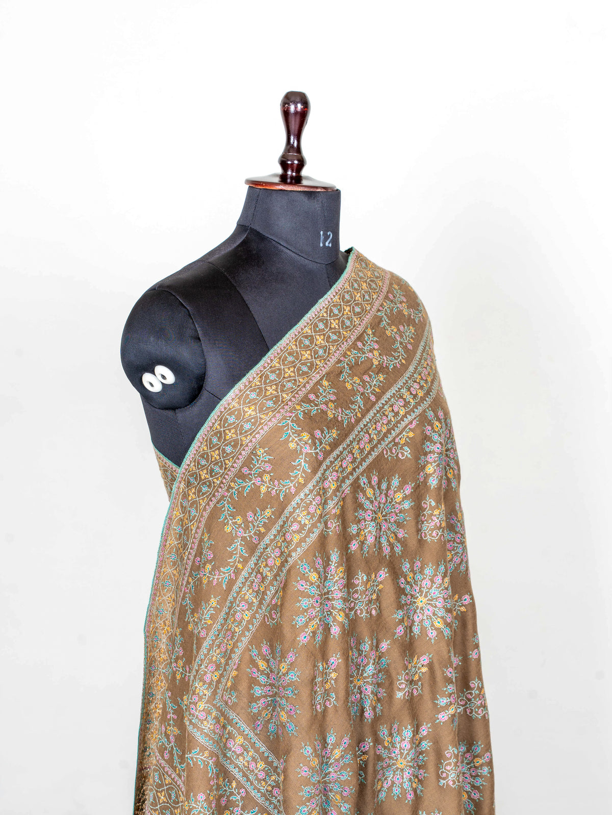 Antique Meadow Pure Pashmina Hand Embroidered Sozni Shawl
