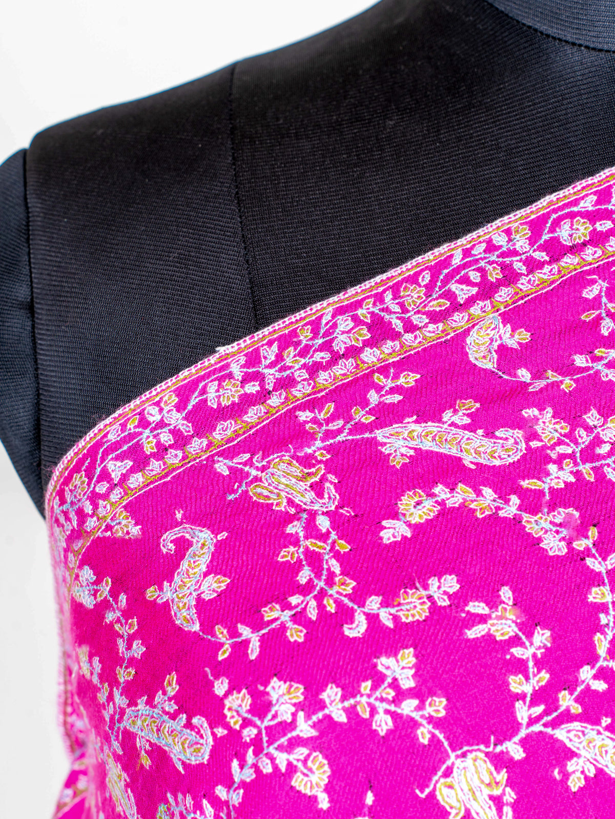 Fuchsia Vine Pure Pashmina Sozni Hand Embroidered Shawl