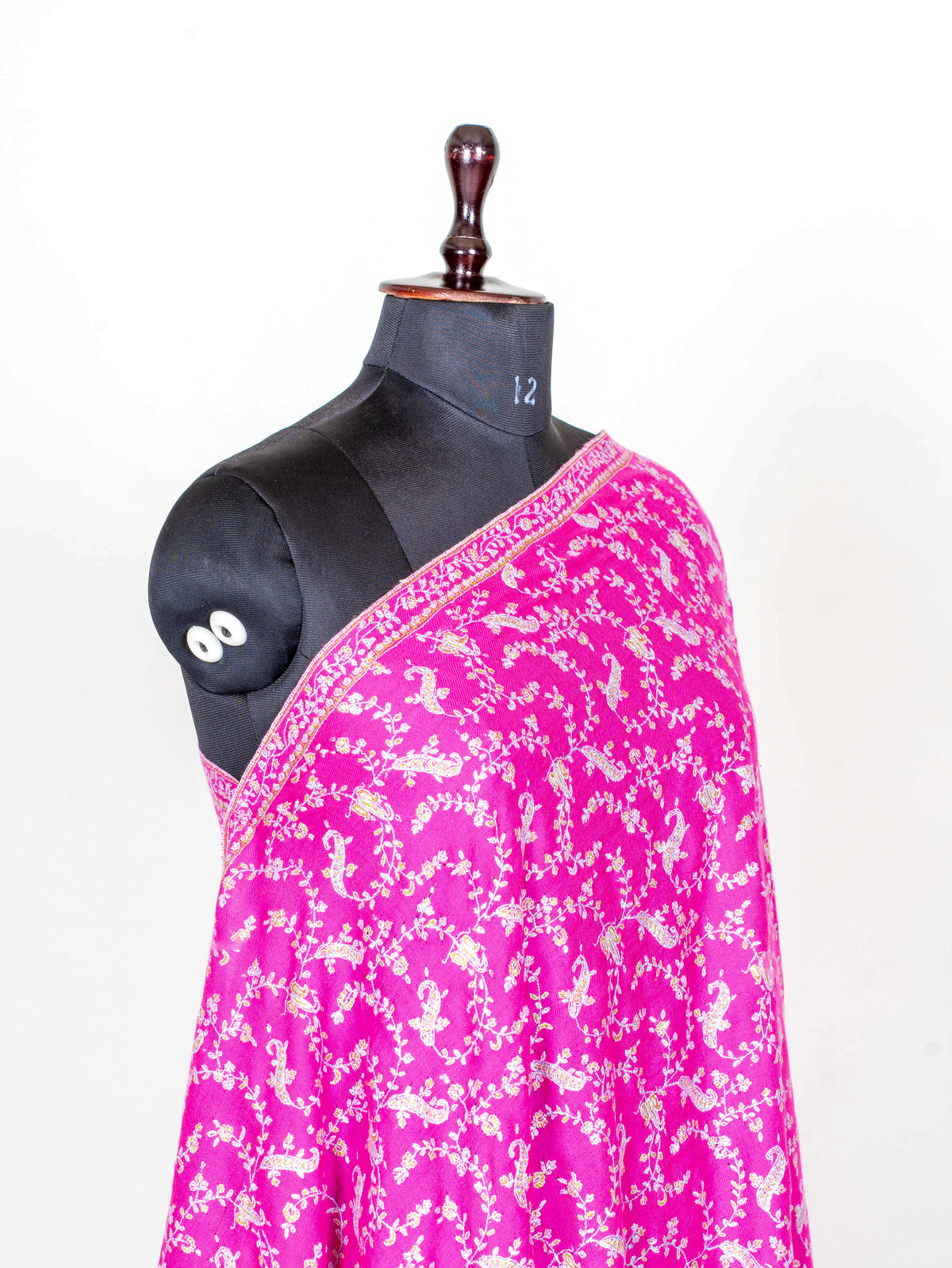 Fuchsia Vine Pure Pashmina Sozni Hand Embroidered Shawl