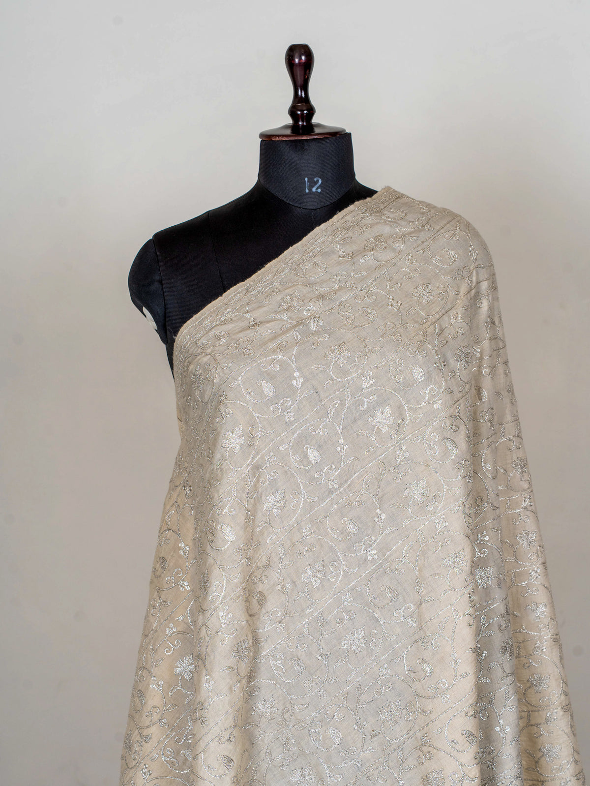 Silver Vine Pure Pashmina Tilla Hand Embroidered Shawl