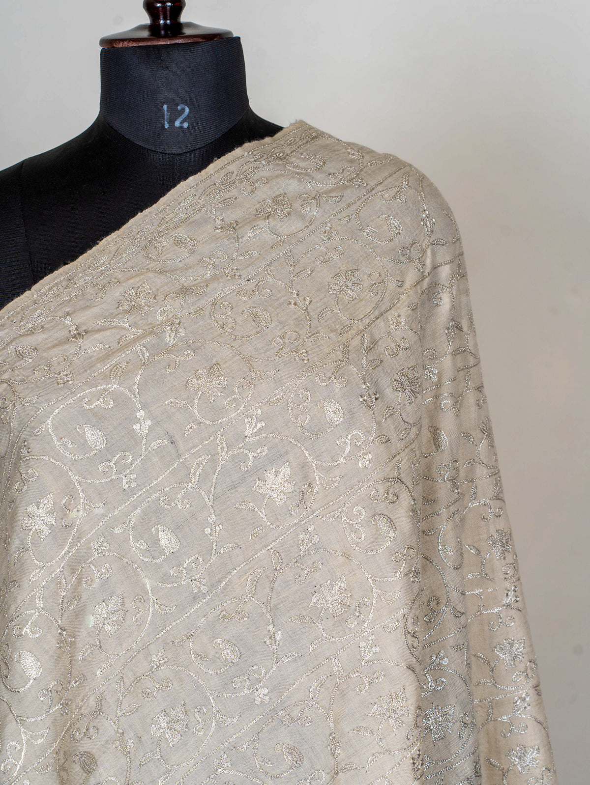 Silver Vine Pure Pashmina Tilla Hand Embroidered Shawl