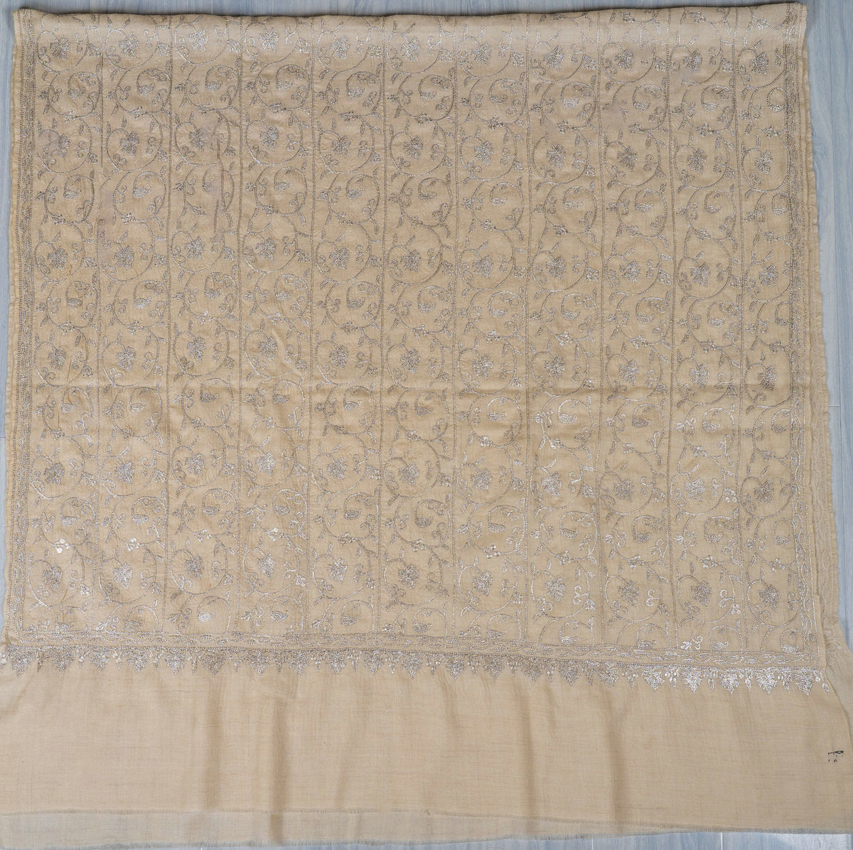 Silver Vine Pure Pashmina Tilla Hand Embroidered Shawl