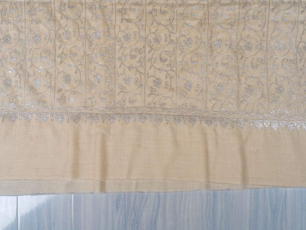 Silver Vine Pure Pashmina Tilla Hand Embroidered Shawl