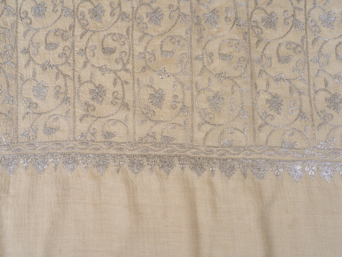 Silver Vine Pure Pashmina Tilla Hand Embroidered Shawl