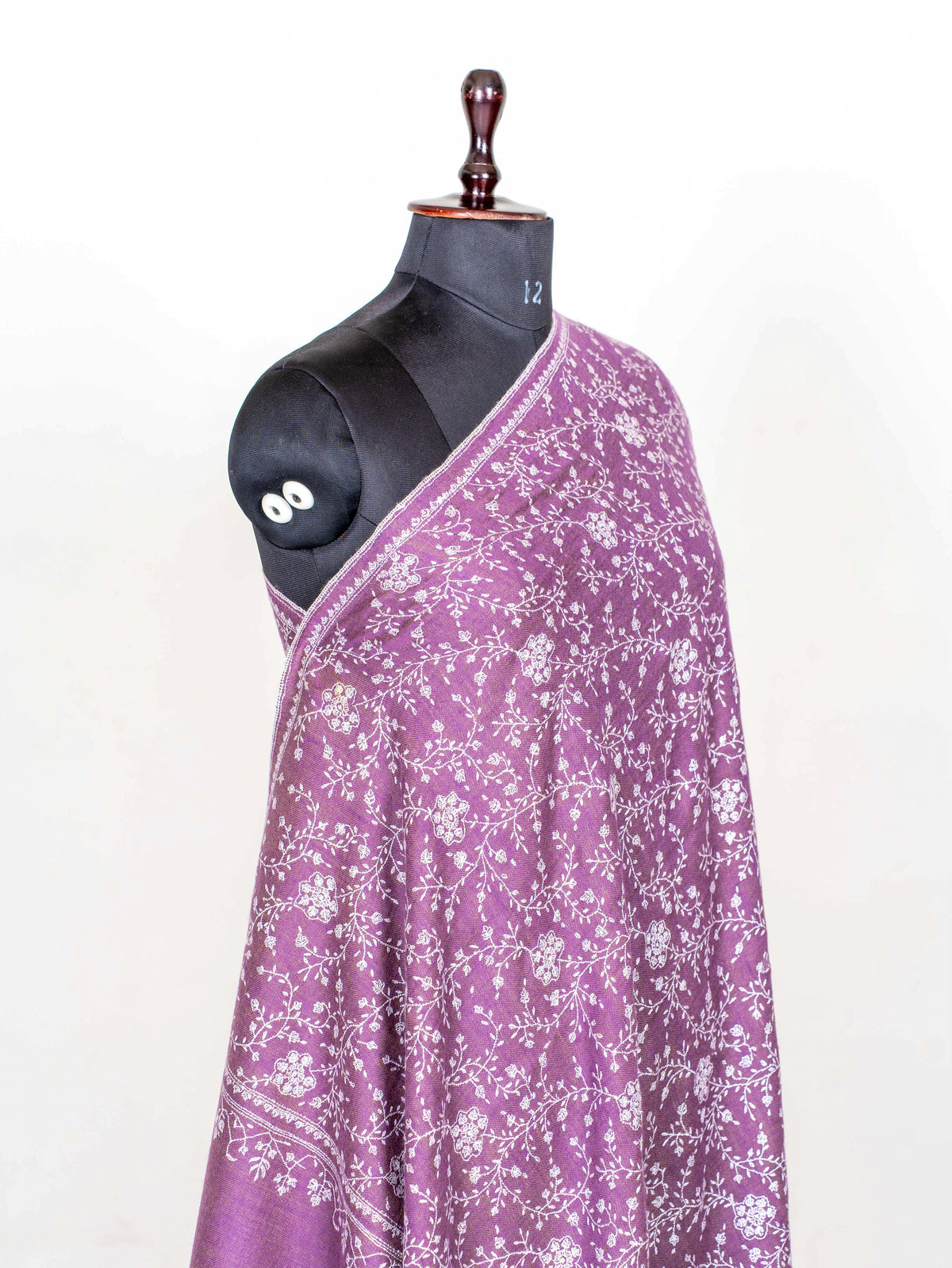 Mauve Vine Pure Pashmina Hand Embroidered Sozni Shawl