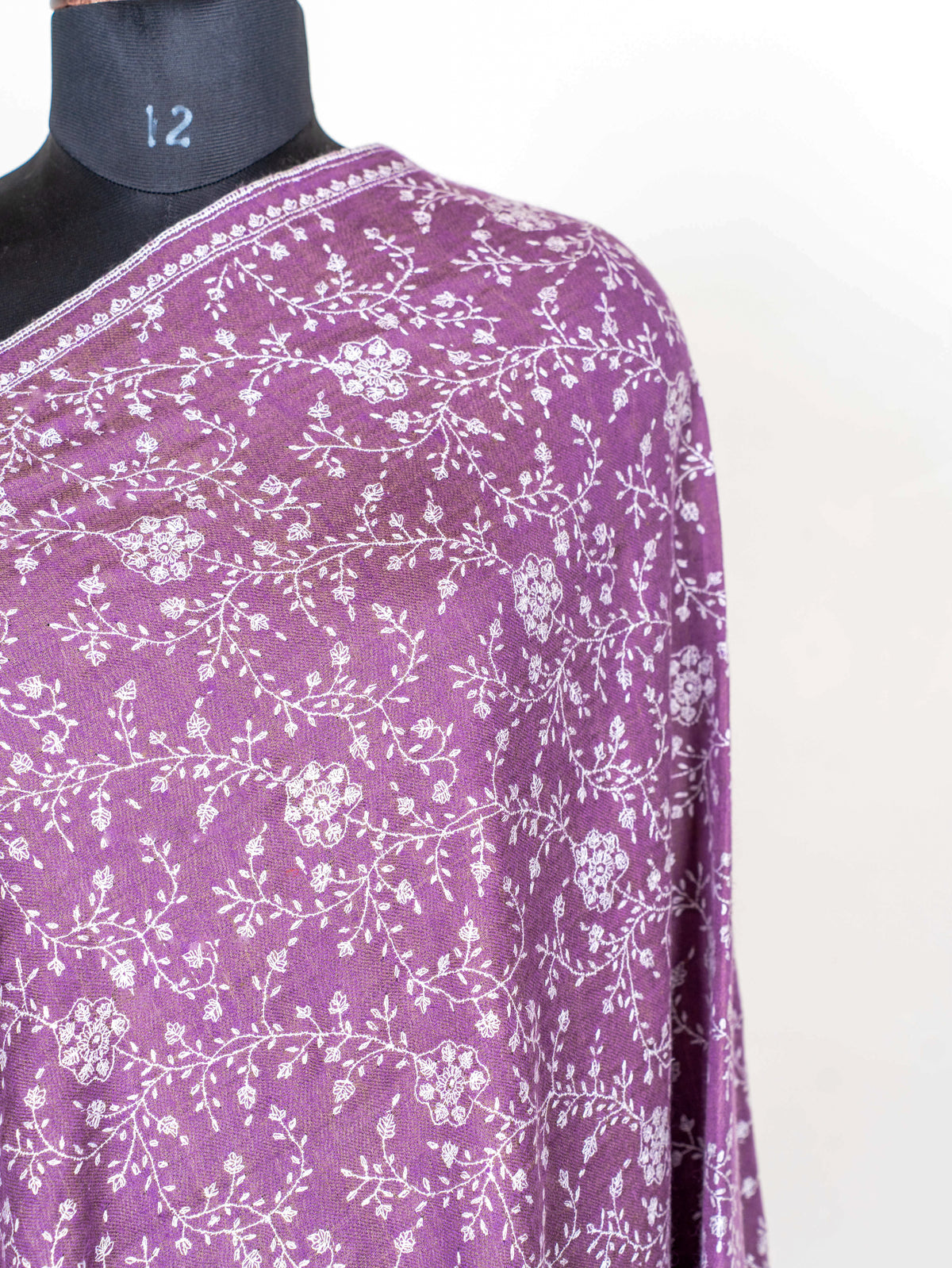 Mauve Vine Pure Pashmina Hand Embroidered Sozni Shawl