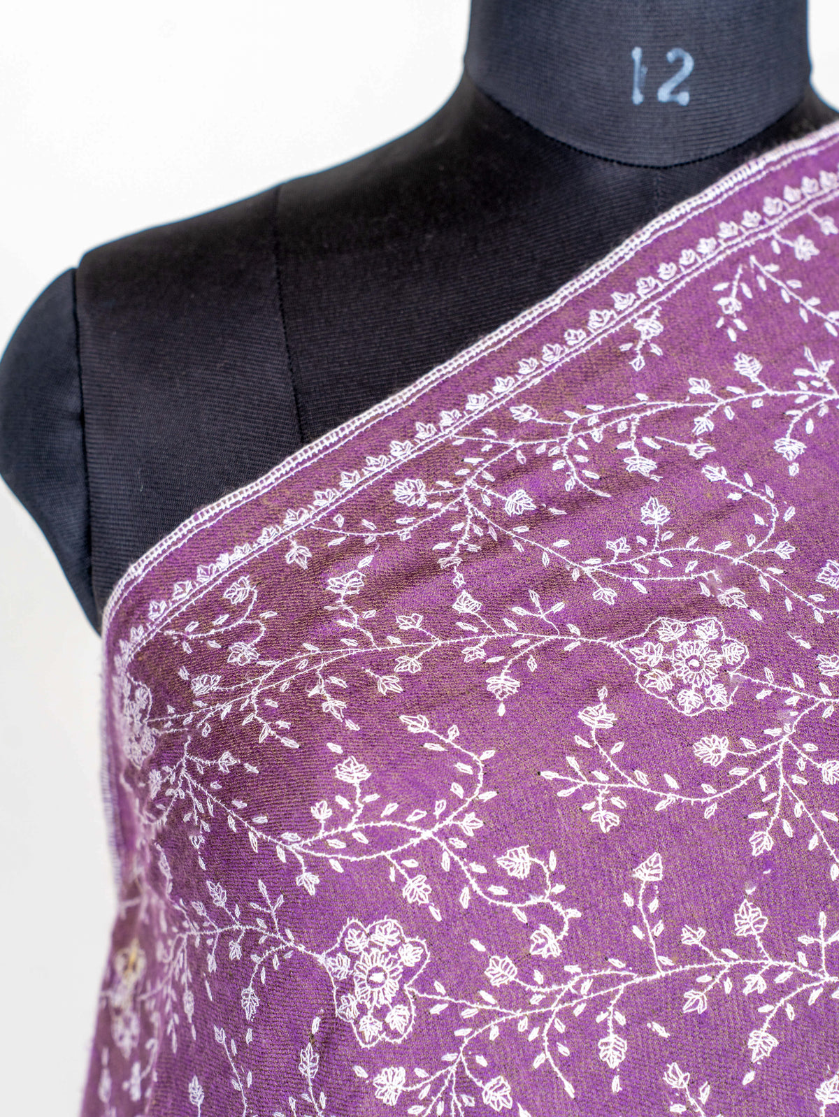 Mauve Vine Pure Pashmina Hand Embroidered Sozni Shawl