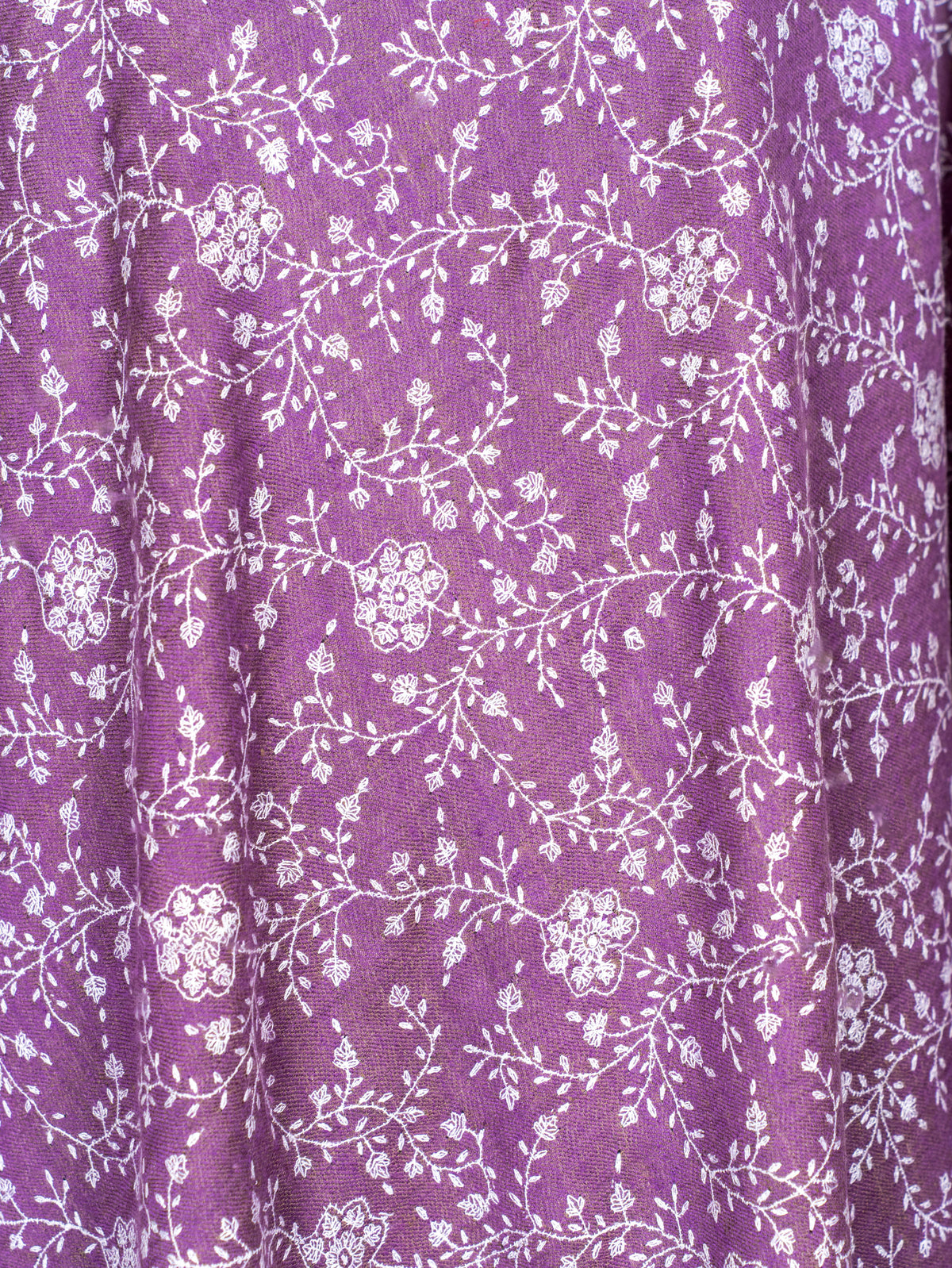 Mauve Vine Pure Pashmina Hand Embroidered Sozni Shawl