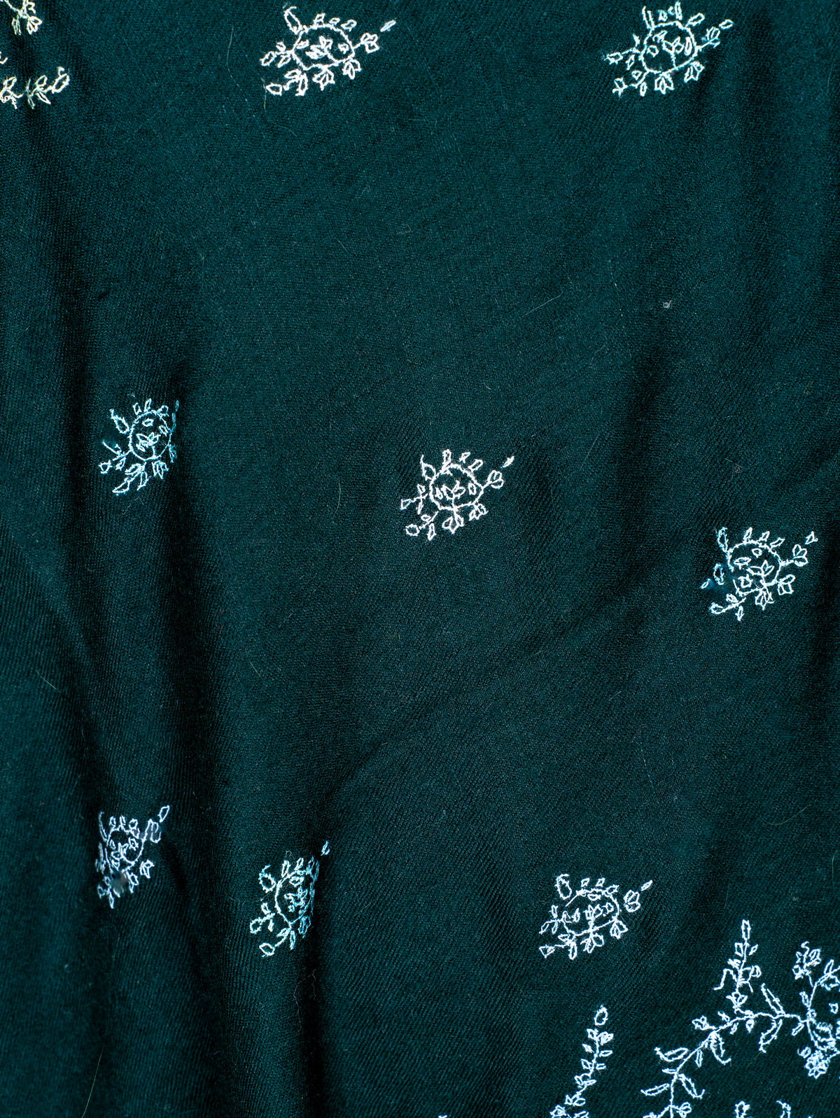 Emerald Whisper Pure Pashmina Hand Embroidered Sozni Shawl