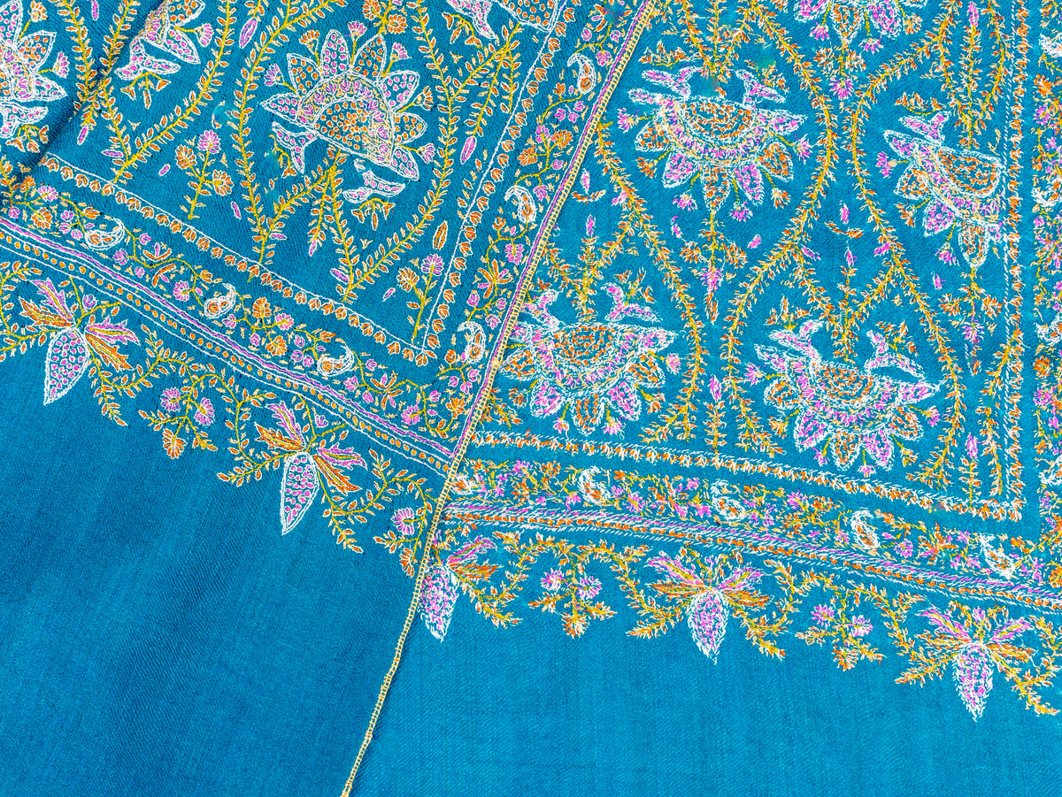 Pure Silk Embroidered Pure Pashmina Shawl
