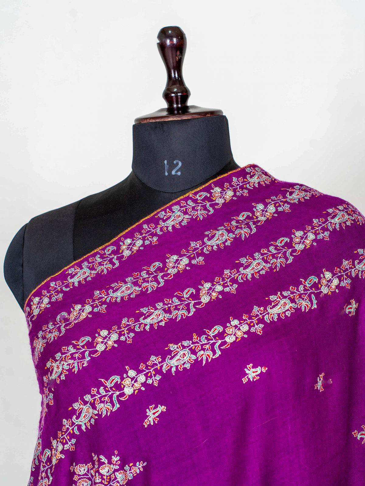 Amethyst Garland Pure Pashmina Sozni Hand Embroidered Shawl