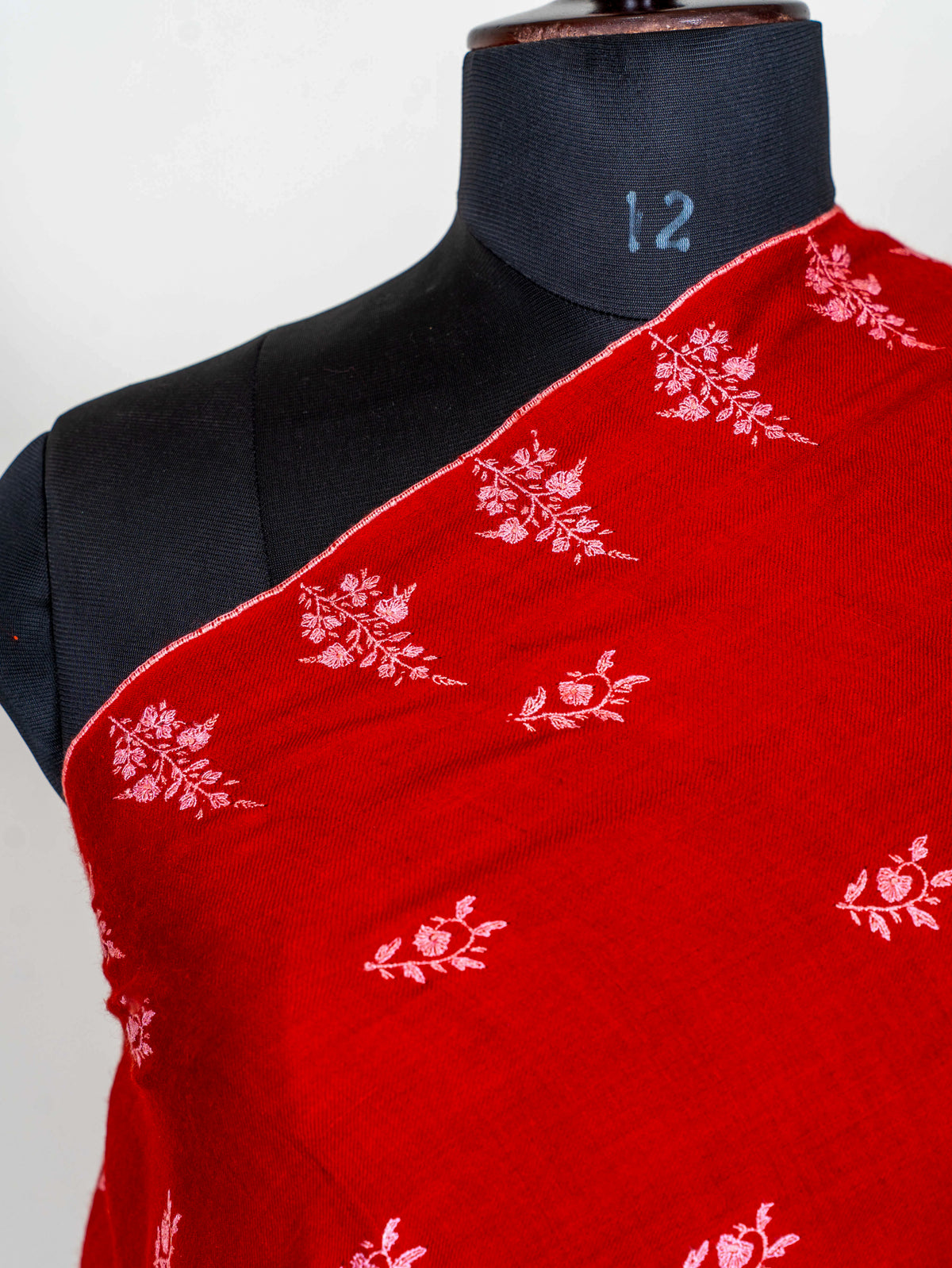 Scarlet Paisley Pure Pashmina Sozni Hand Embroidered Shawl