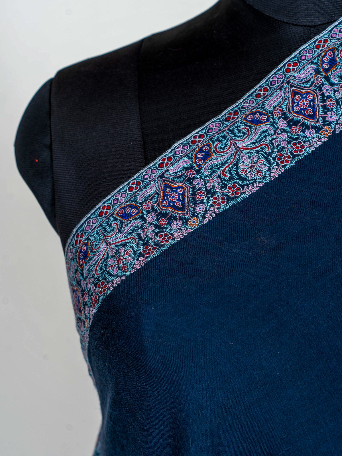 Midnight Mosaic Pure Pashmina Hand Embroidered Sozni Shawl