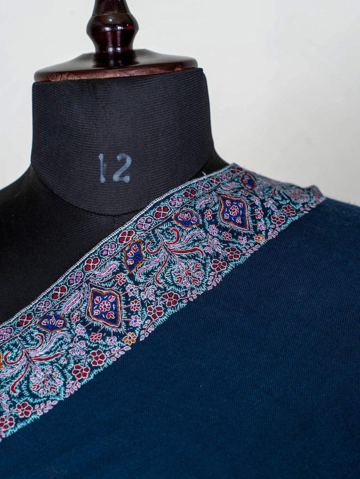 Midnight Mosaic Pure Pashmina Hand Embroidered Sozni Shawl