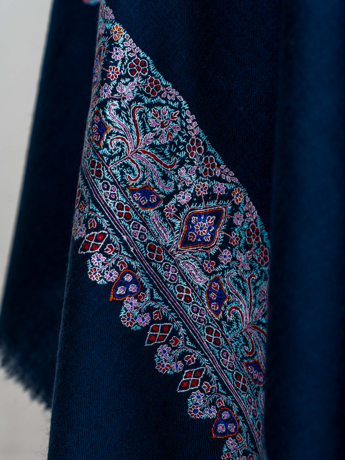 Midnight Mosaic Pure Pashmina Hand Embroidered Sozni Shawl