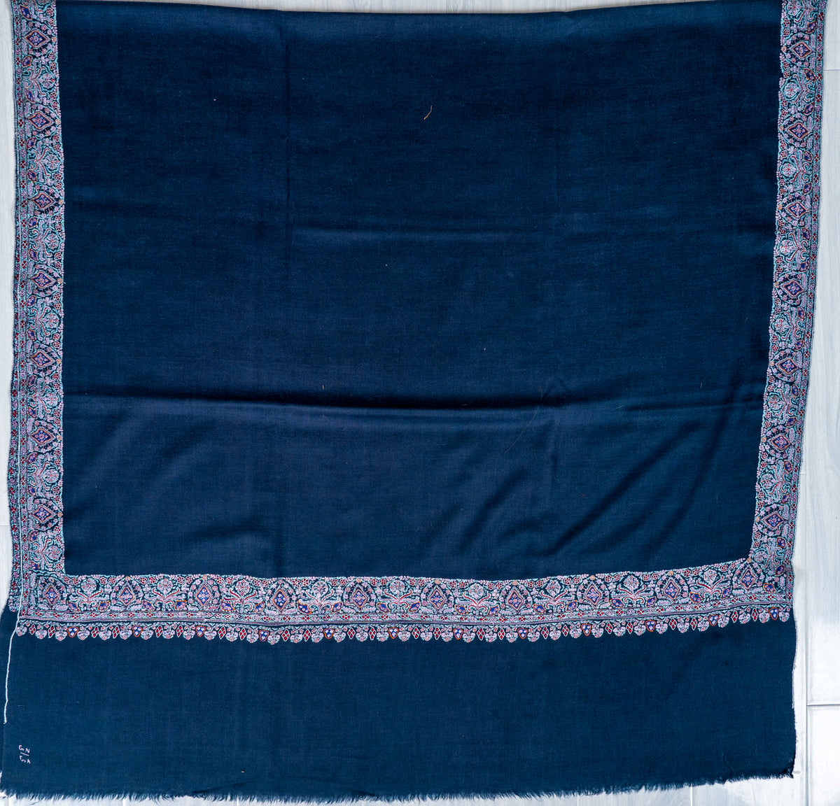 Midnight Mosaic Pure Pashmina Hand Embroidered Sozni Shawl