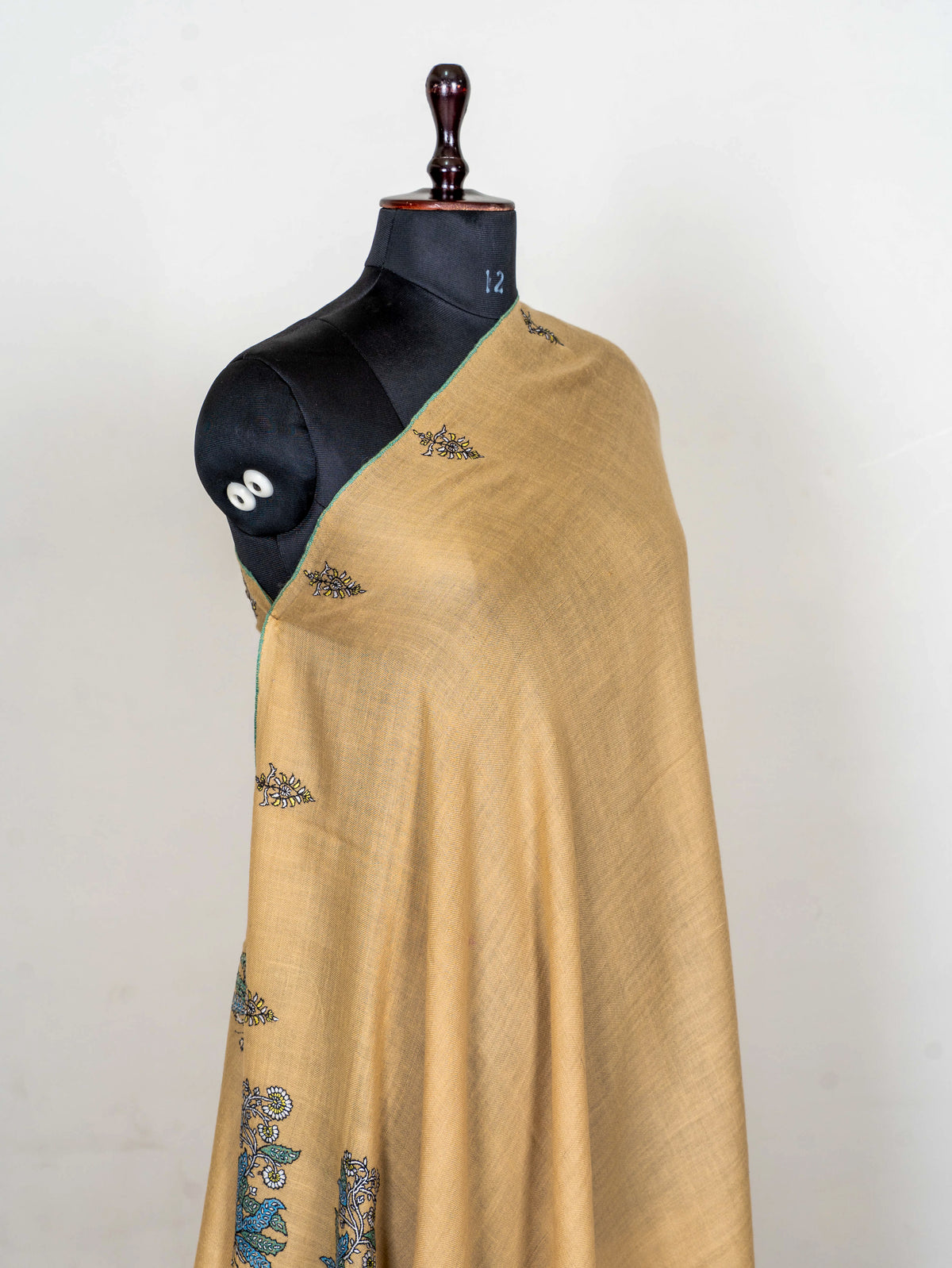 Sandstone Bloom Pure Pashmina Sozni Hand Embroidered Shawl