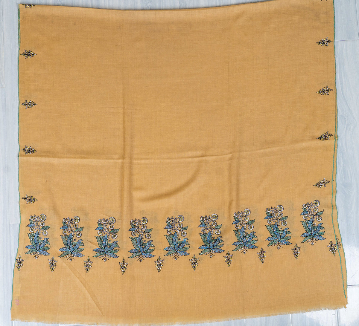 Sandstone Bloom Pure Pashmina Sozni Hand Embroidered Shawl