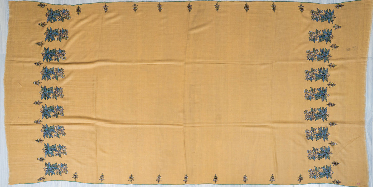Sandstone Bloom Pure Pashmina Sozni Hand Embroidered Shawl