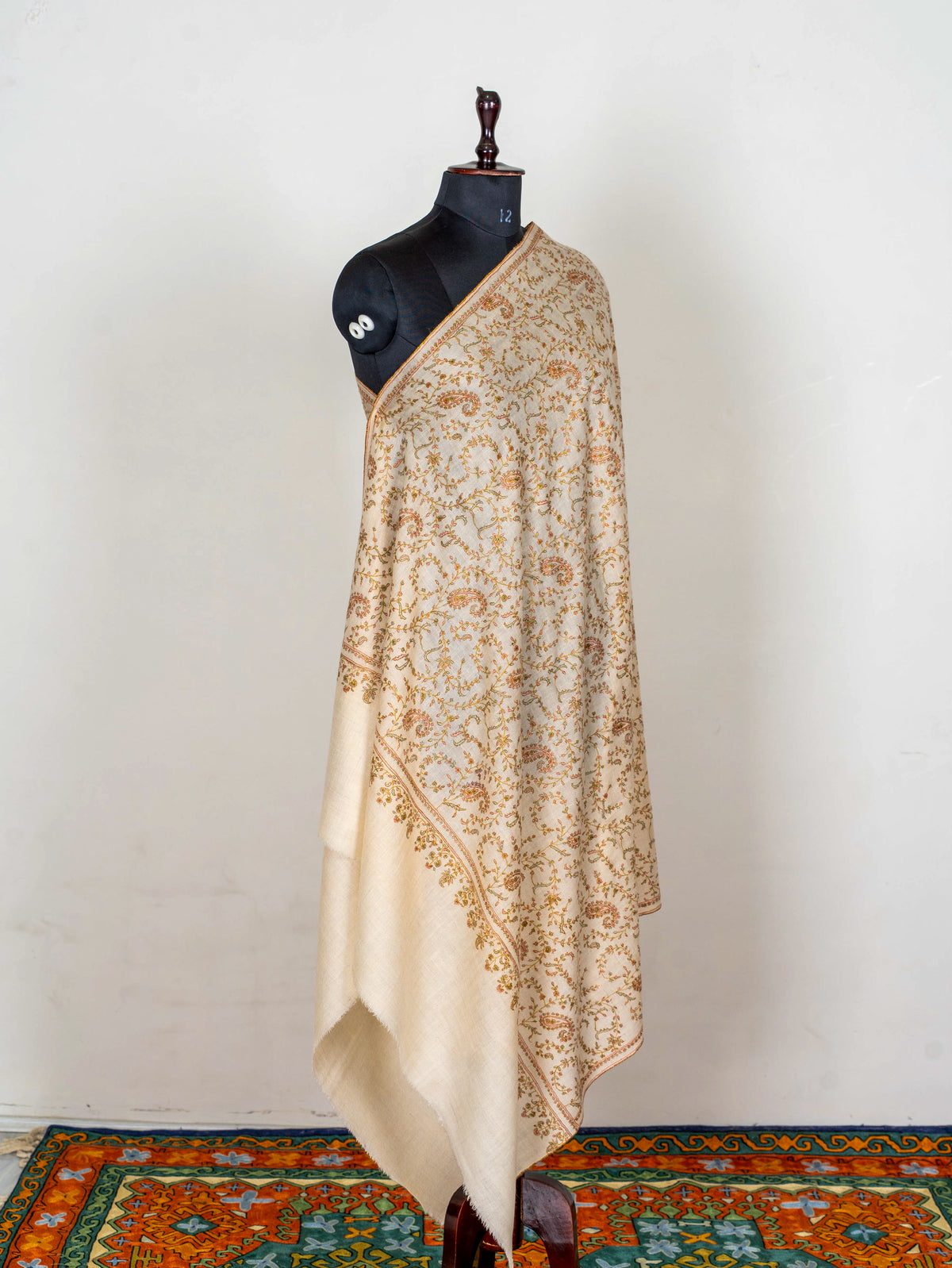 Pure Pashmina Shawl Embroidered with Pure Silk Threads