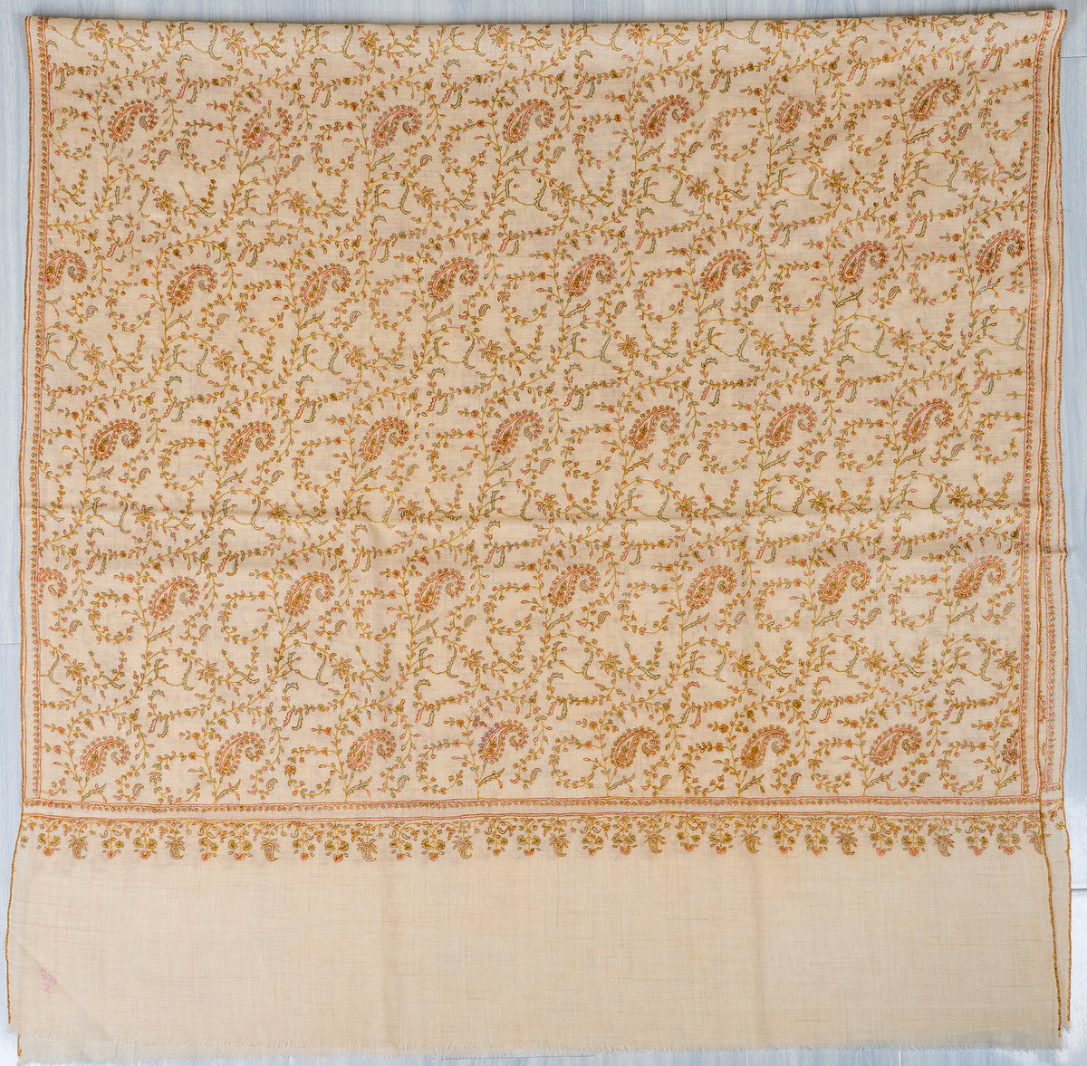 Pure Pashmina Shawl Embroidered with Pure Silk Threads