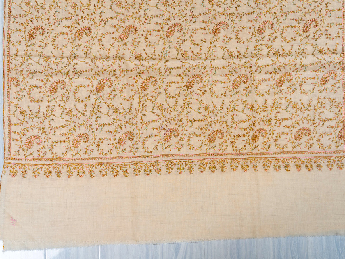Pure Pashmina Shawl Embroidered with Pure Silk Threads