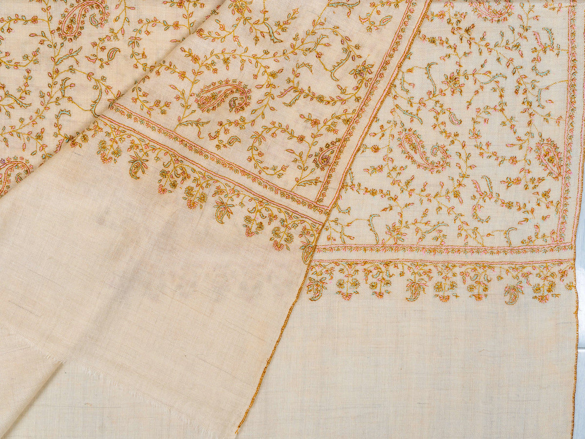 Pure Pashmina Shawl Embroidered with Pure Silk Threads