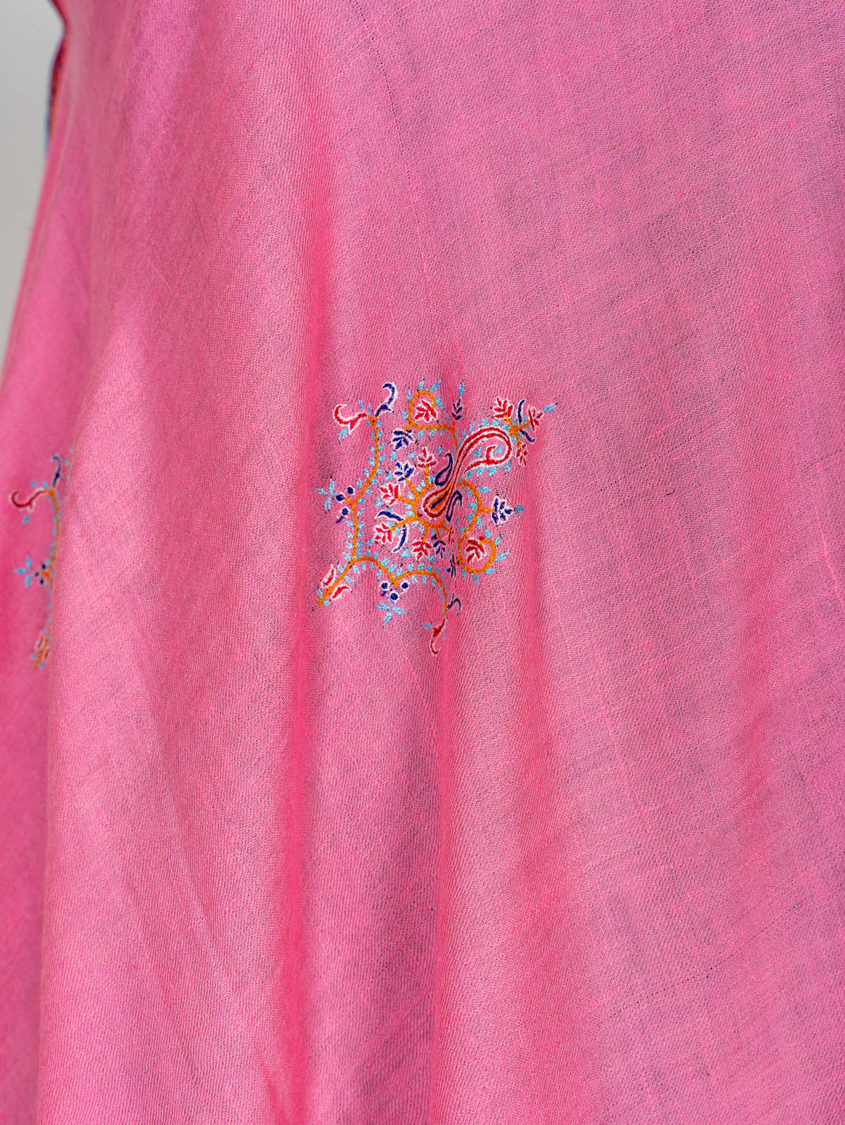Rose Petal Pure Pashmina Hand Embroidered Sozni Shawl