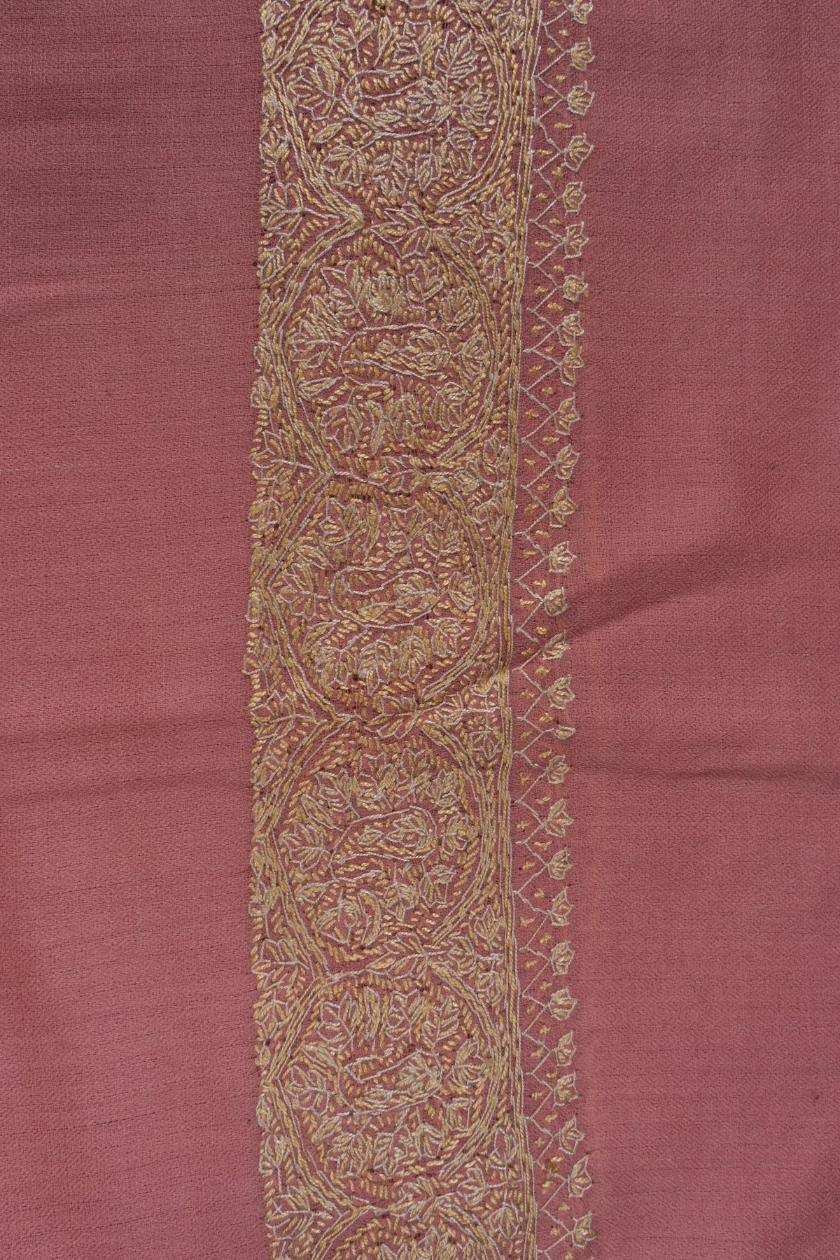 Rose Petal Grace: Merino wool 2.5 Yards Sozni Hand Embroidered Shawl