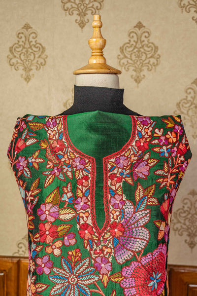 Artisanal Elegance: KashmKari's Hand-Aari Embroidered Pure Silk Suit