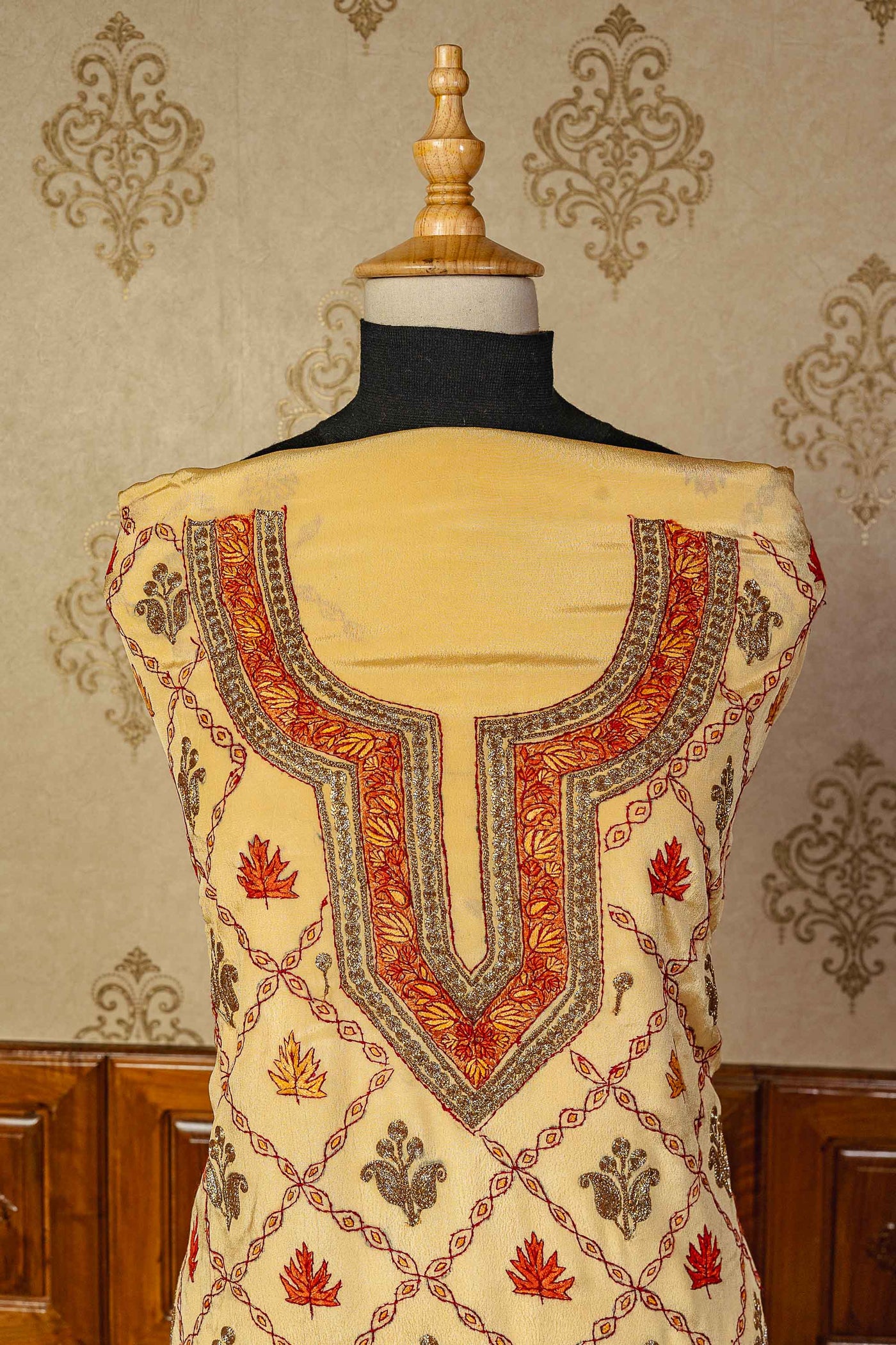 Kashmiri Suit With Hand-Paper Mache And Tilla Embroidery - KashmKari