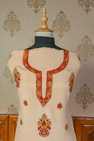Exquisite Peach Kashmiri Suit with Stunning Paper Mache and Tilla Embroidery - KashmKari