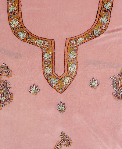 Elegance Meets Artistry: Pink Kashmiri Suit with Exquisite Paper Mache and Tilla Embroidery - KashmKari