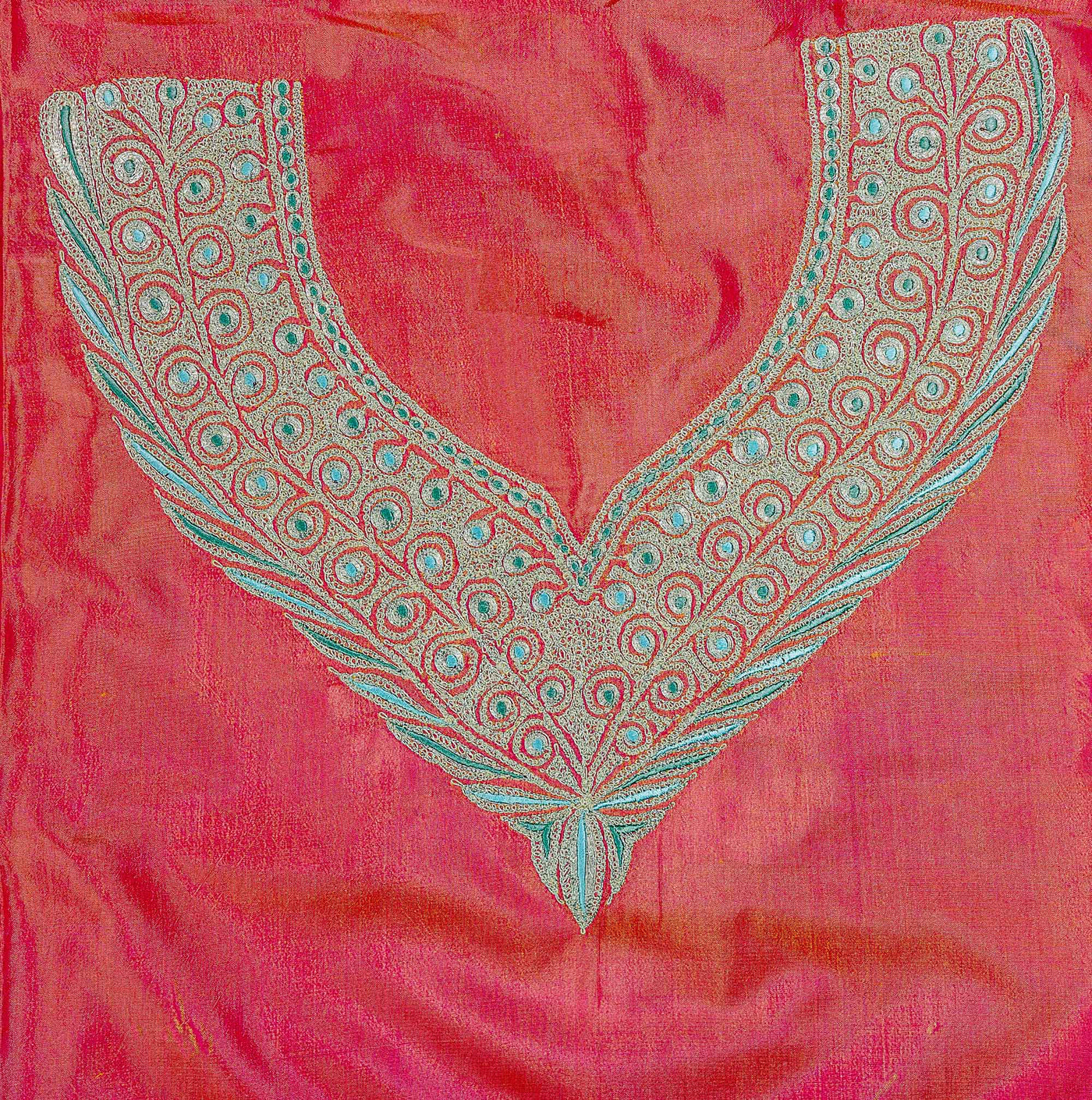 Pure Silk Elegant Pink Kashmiri Suit with Intricate Tilla Embroidery - KashmKari