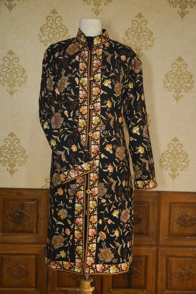 Gulzar Mystique: Hand Embroidered Kashmiri Botanical Elegance Jacket