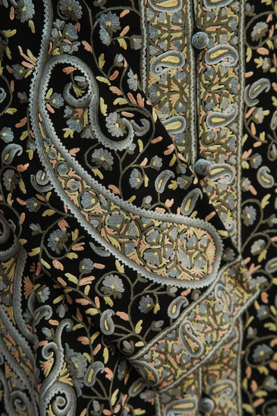 Siyah Gulzar: Kashmiri Hand-Aari Tapestry Jacket