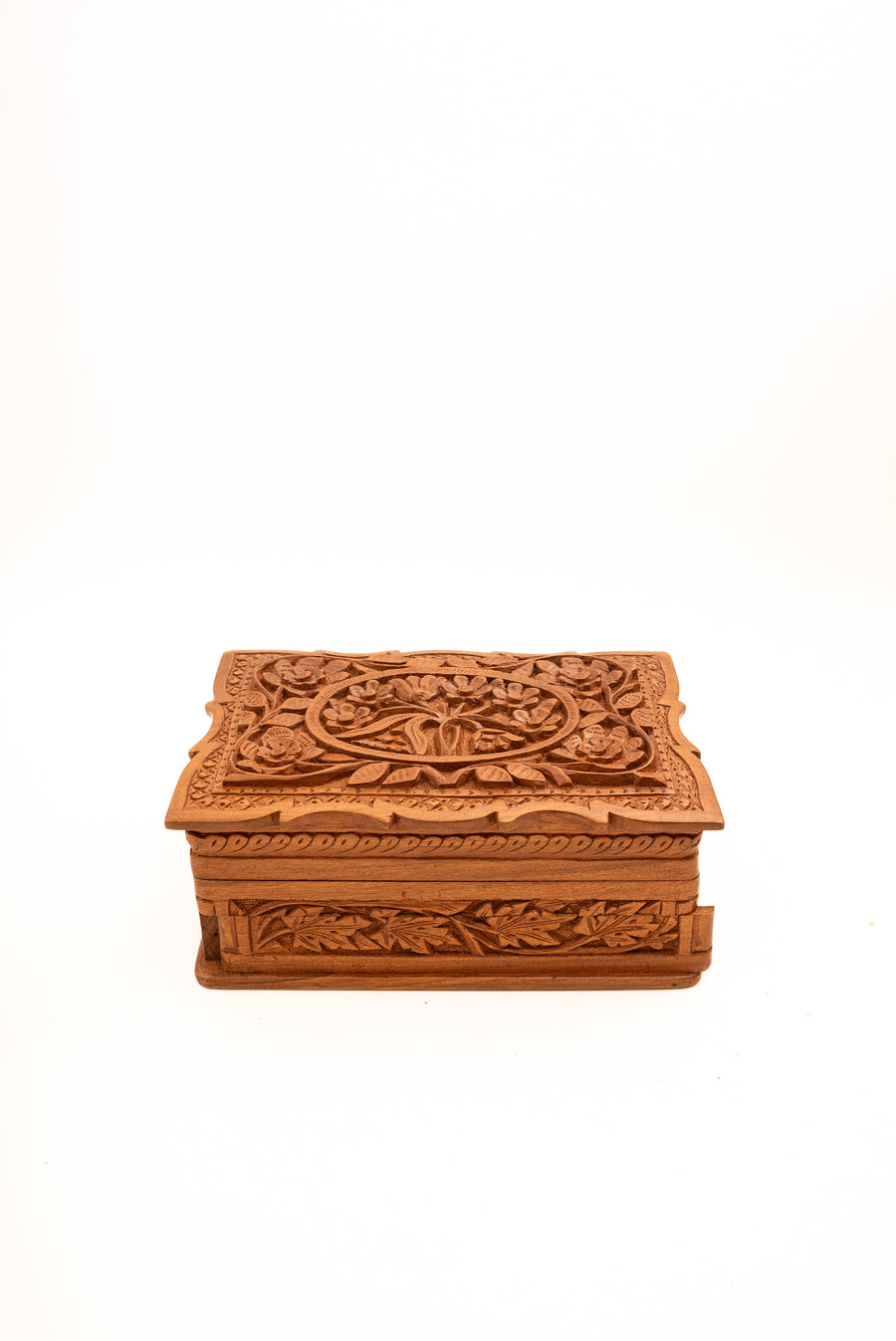 Size: 9" x 6" x 4" Hand Carved Walnut Wood Wooden Box