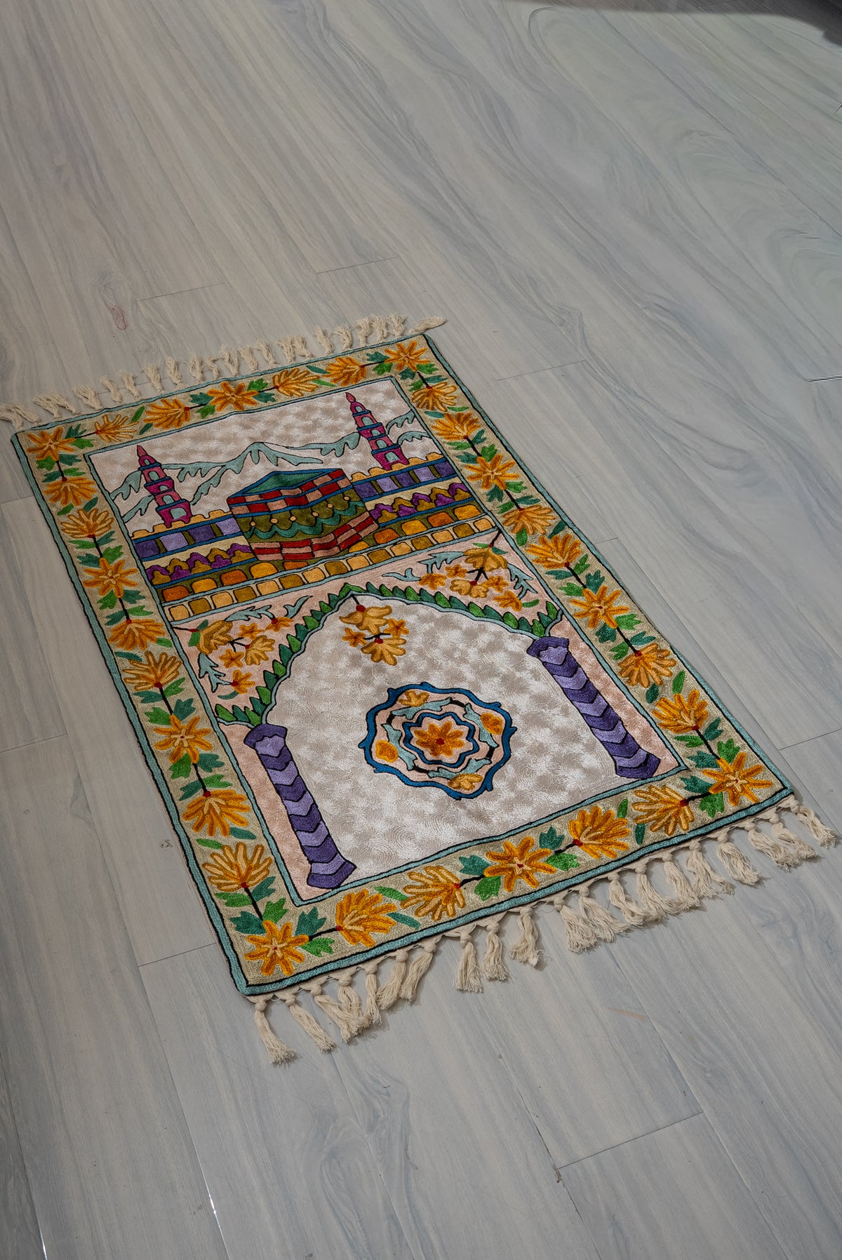 Sanctuary of Unity: Hand Embroidered Jainimaz (Prayer Mat)