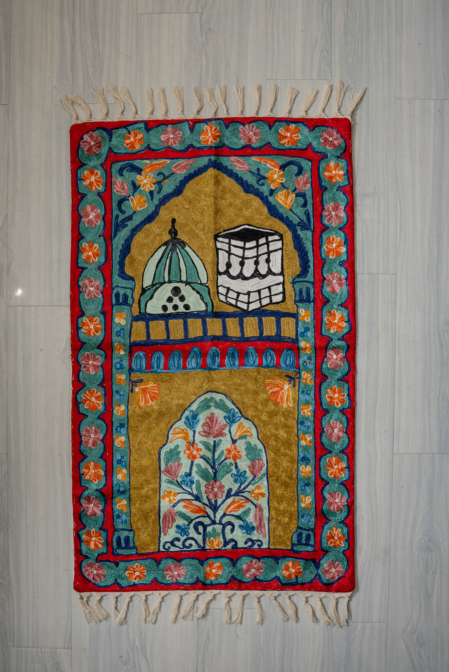 Royal Meadow Dome: Hand Embroidered Jainimaz (Prayer Mat)