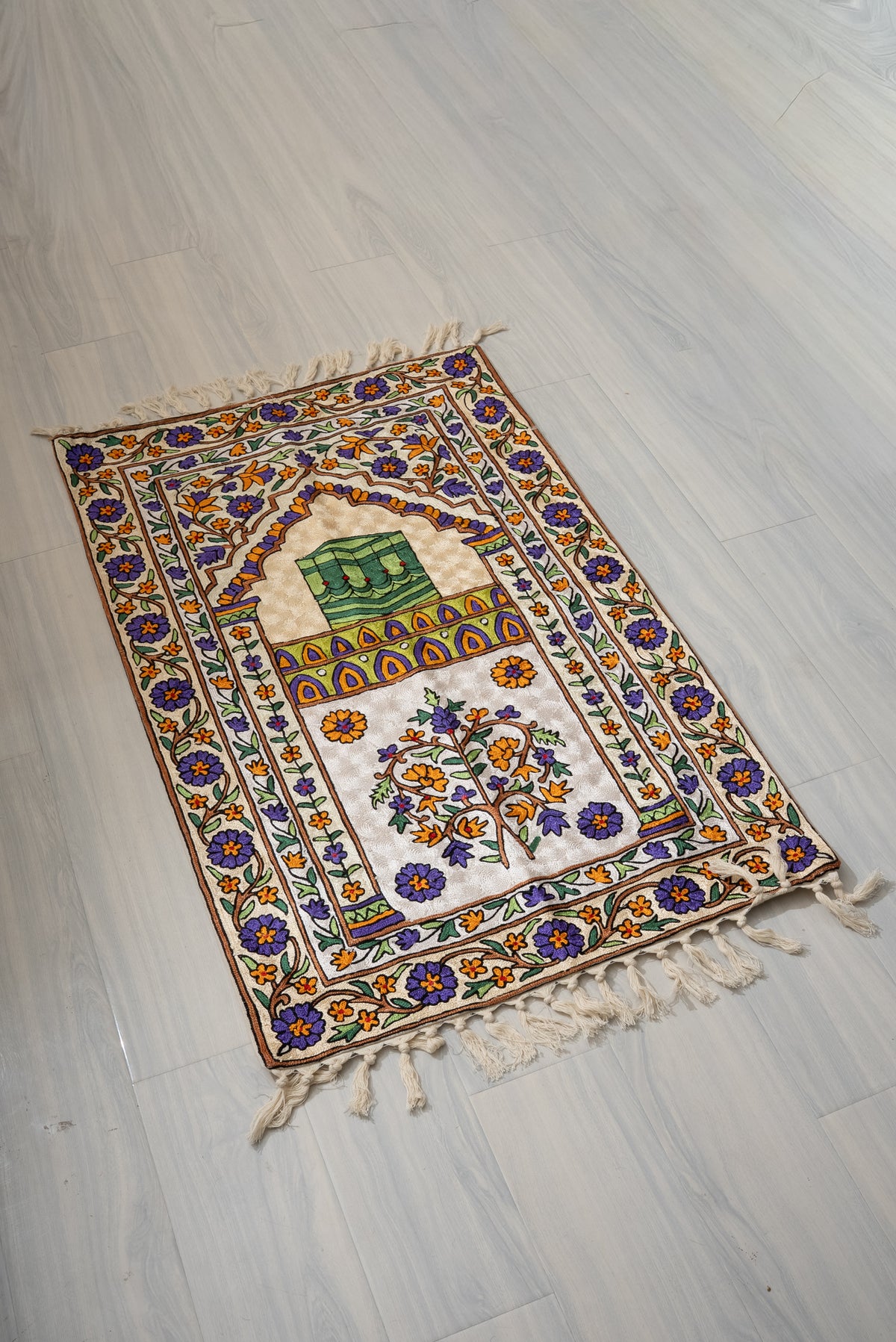Garden of Serenity Arch: Hand Embroidered Jainimaz (Prayer Mat)