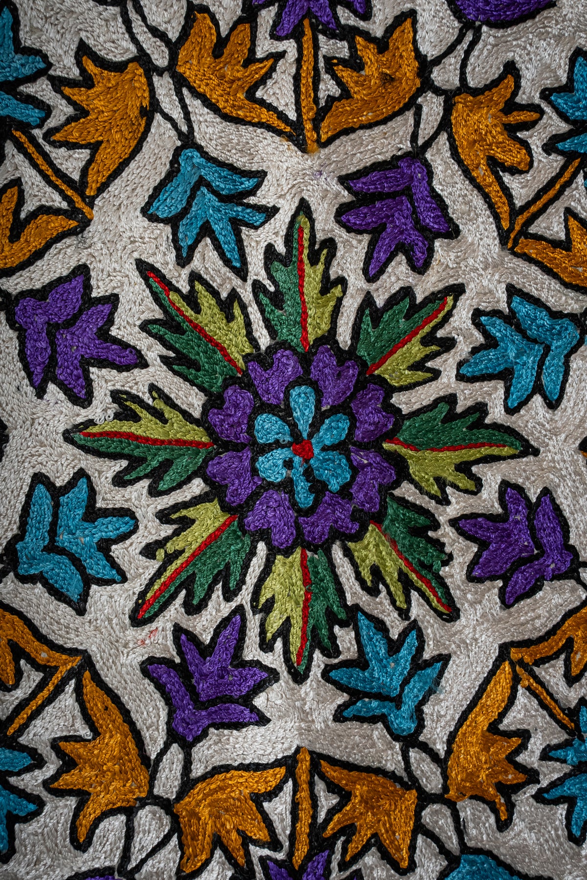 Regal Floral Dome: Hand Embroidered Jainimaz (Prayer Mat)