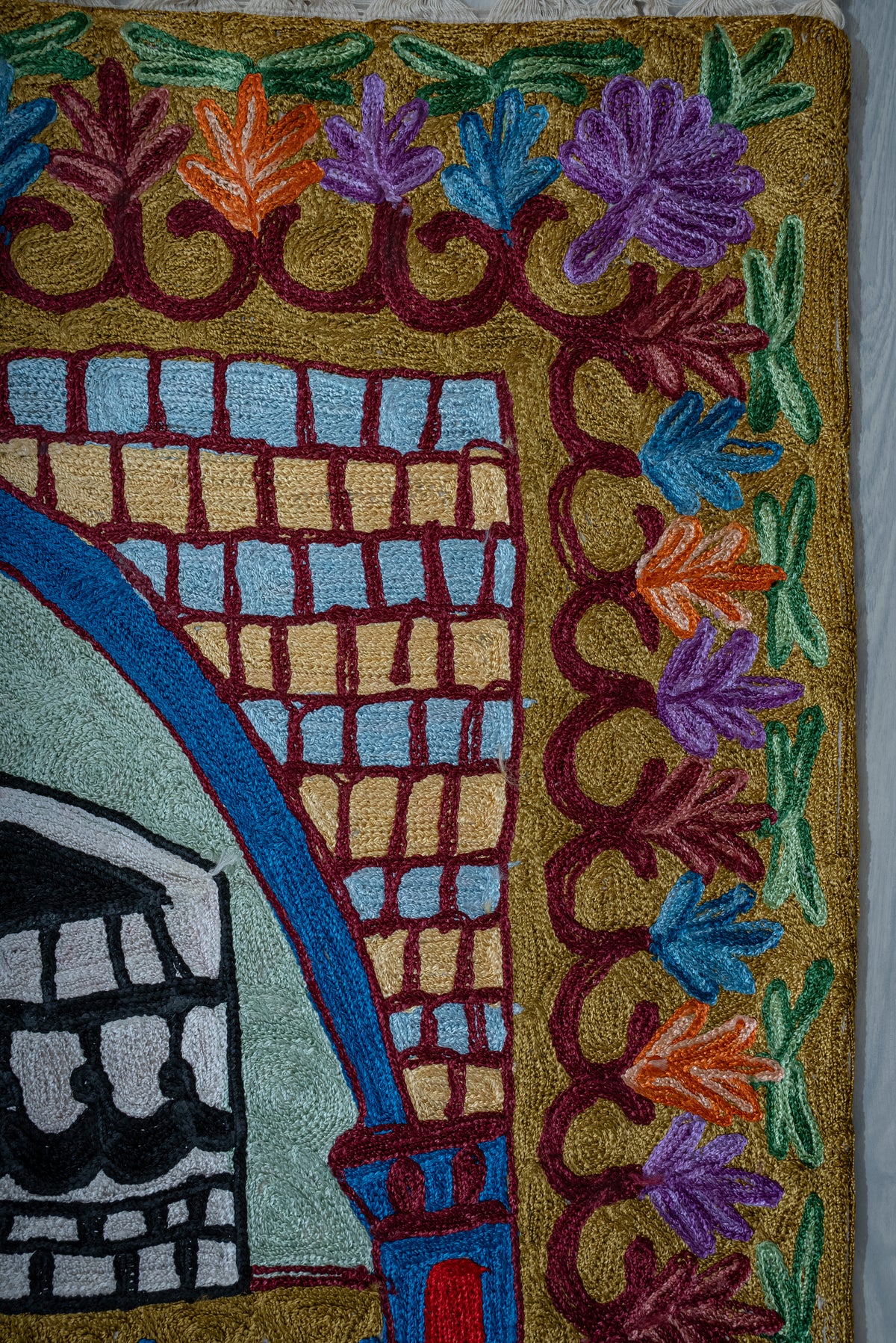 Imperial Arch Blossom: Hand Embroidered Jainimaz (Prayer Mat)