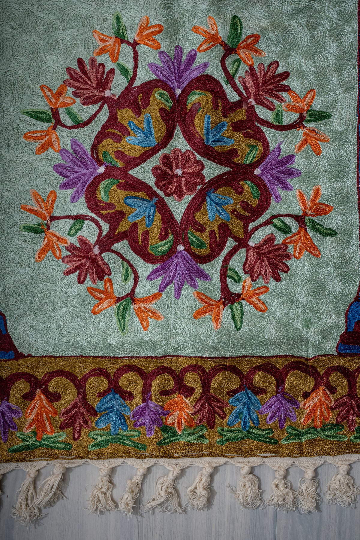 Imperial Arch Blossom: Hand Embroidered Jainimaz (Prayer Mat)
