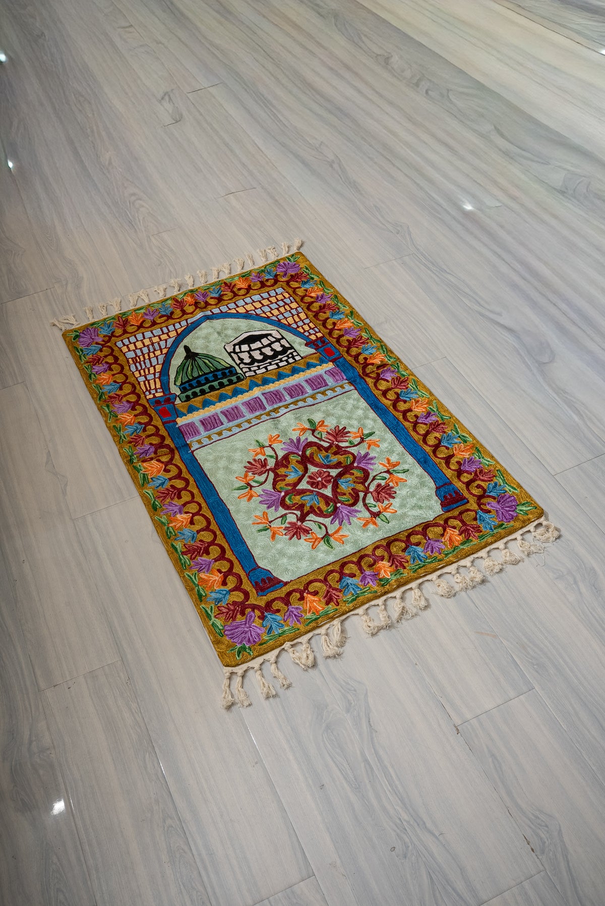 Imperial Arch Blossom: Hand Embroidered Jainimaz (Prayer Mat)